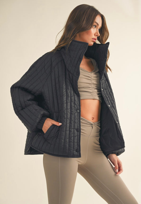 Black Classic Silhouette Quilted Jacket